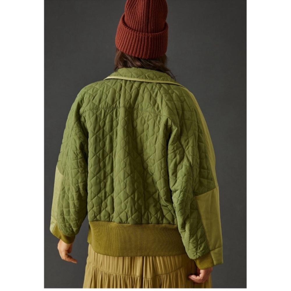Anthropologie Pilcro green Quilted jacket Coat Sz large - Picture 6 of 15